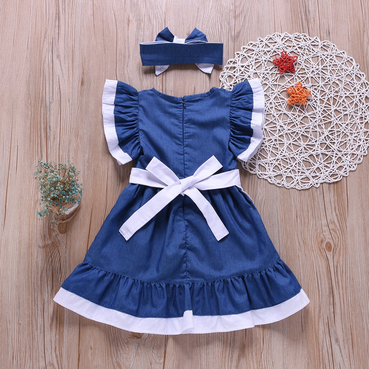 Fashionable 2-Piece Cute Solid Color Fly Sleeve Dress