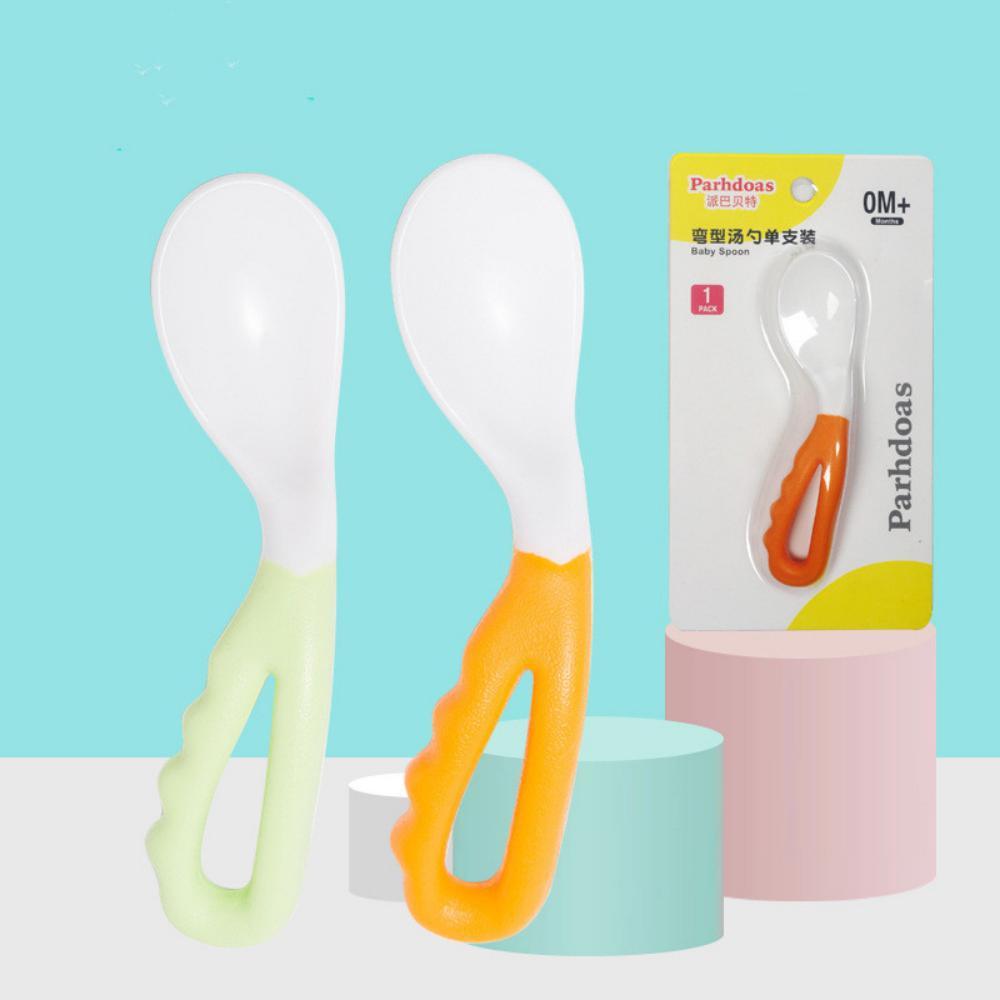 MOQ 10PCS Baby Curved Soup Spoon Single Pack Baby Training Spoon To Eat Childrens Accessories Wholesale