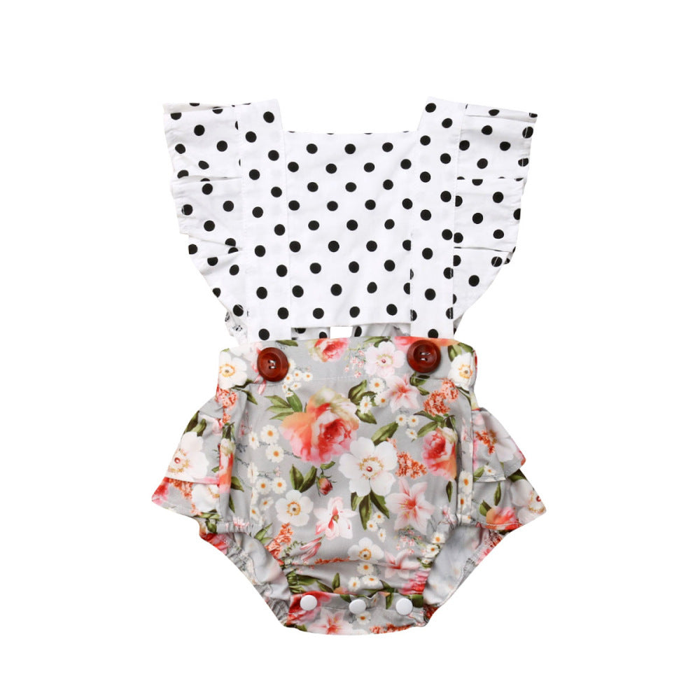 Baby Girls Summer Breathable Comfortable Flying Sleeves Cotton One-piece Romper Wholesale Baby Clothes
