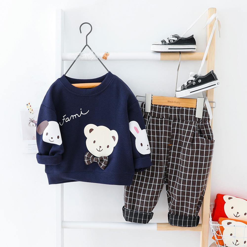 Baby Boys Cartoon Bear Long Sleeve Spring and Autumn Set Baby Clothes Wholesale Bulk