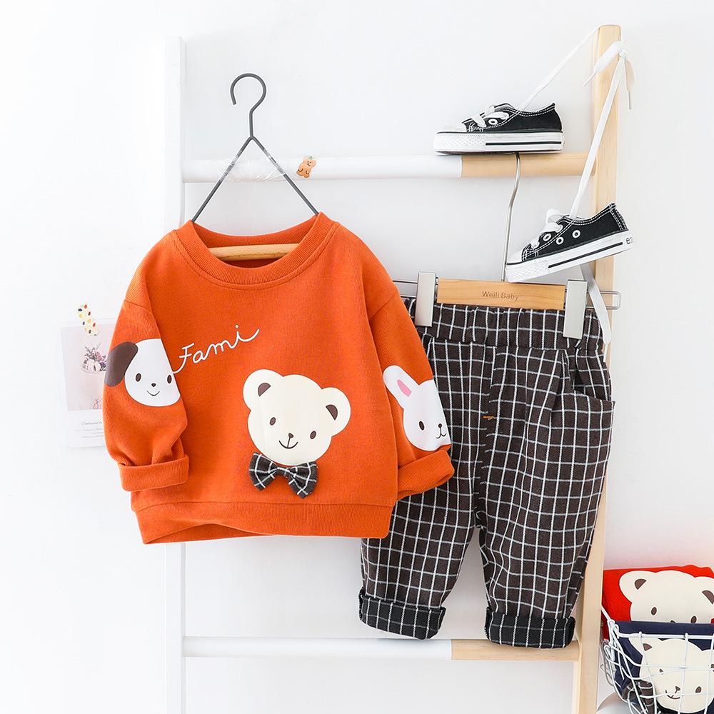 Baby Boys Cartoon Bear Long Sleeve Spring and Autumn Set Baby Clothes Wholesale Bulk