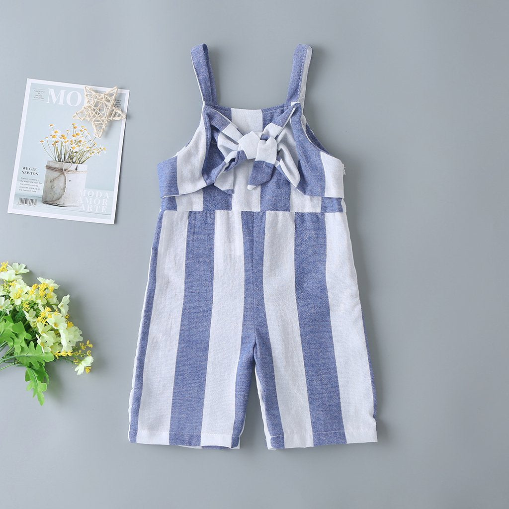 Summer New Children'S Pants Girls Gray And White Striped Suspenders Trousers Children'S Korean Casual Pants Girl Boutique Clothing Wholesale