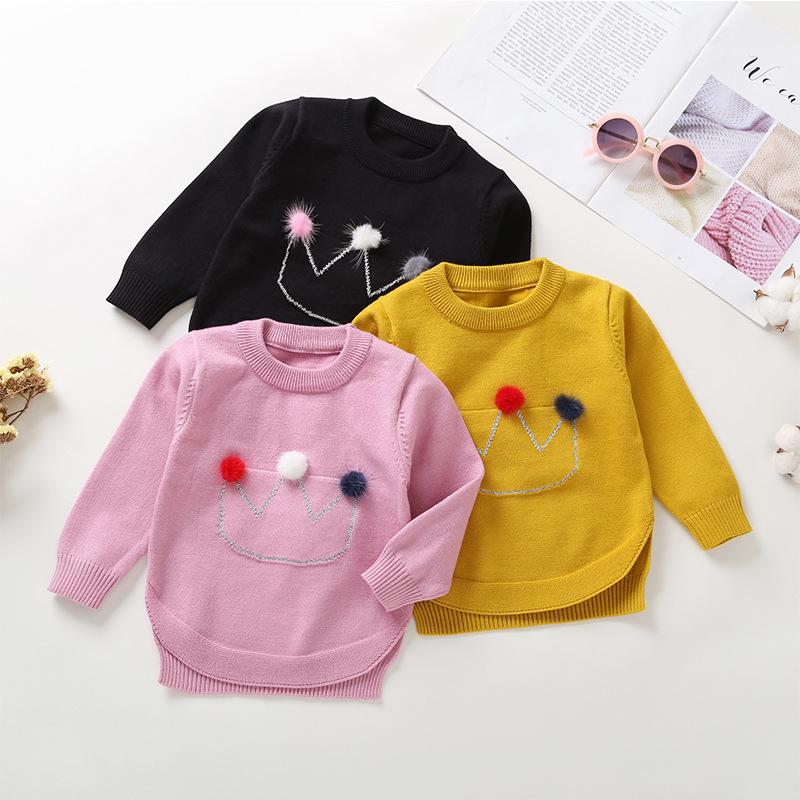 13PCS No Profit On Sale Clearance & Closeout Specials Girls Ball Crown Long Sleeve Sweaters childrens wholesale