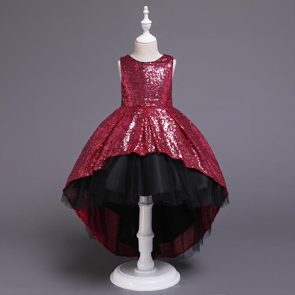 Girl Prom Sequin Dress Tail Princess Skirt Mesh Dress