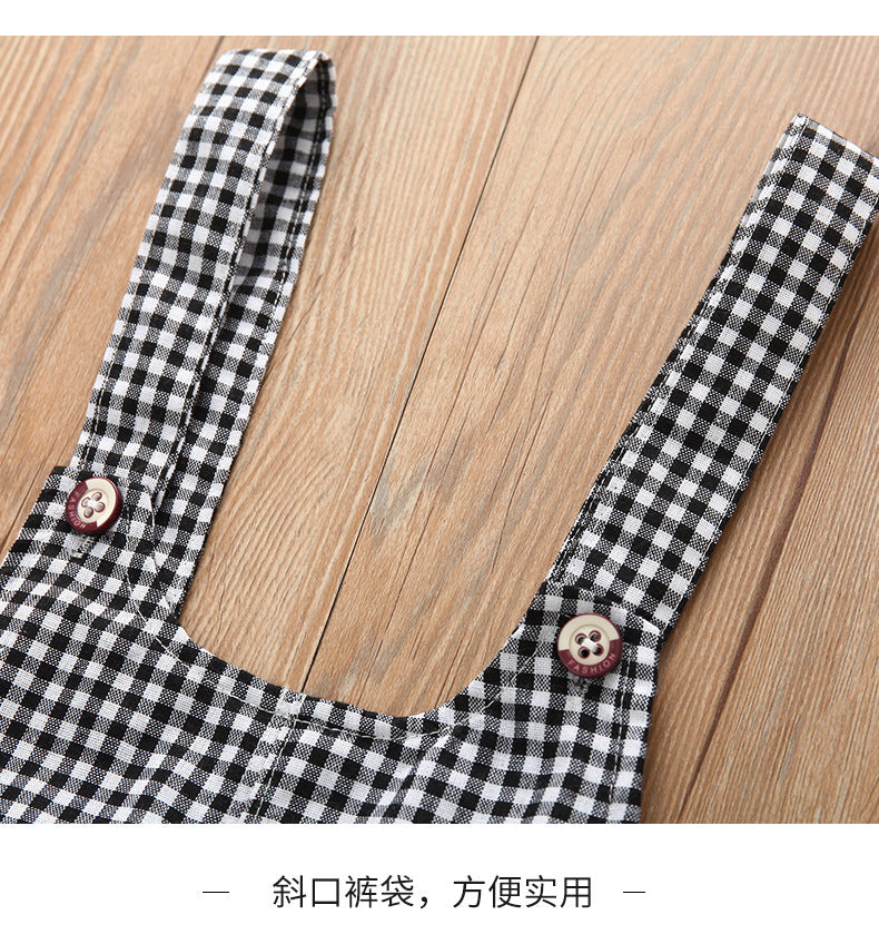 Toddler kids boys Solid color smiling face print short sleeve T-shirt Plaid print suspender Pants Set