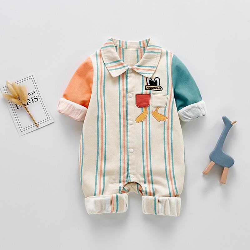 Newborn Boys Spring and Autumn Thin Fashion Stripe Jumpsuit Baby Wholesales