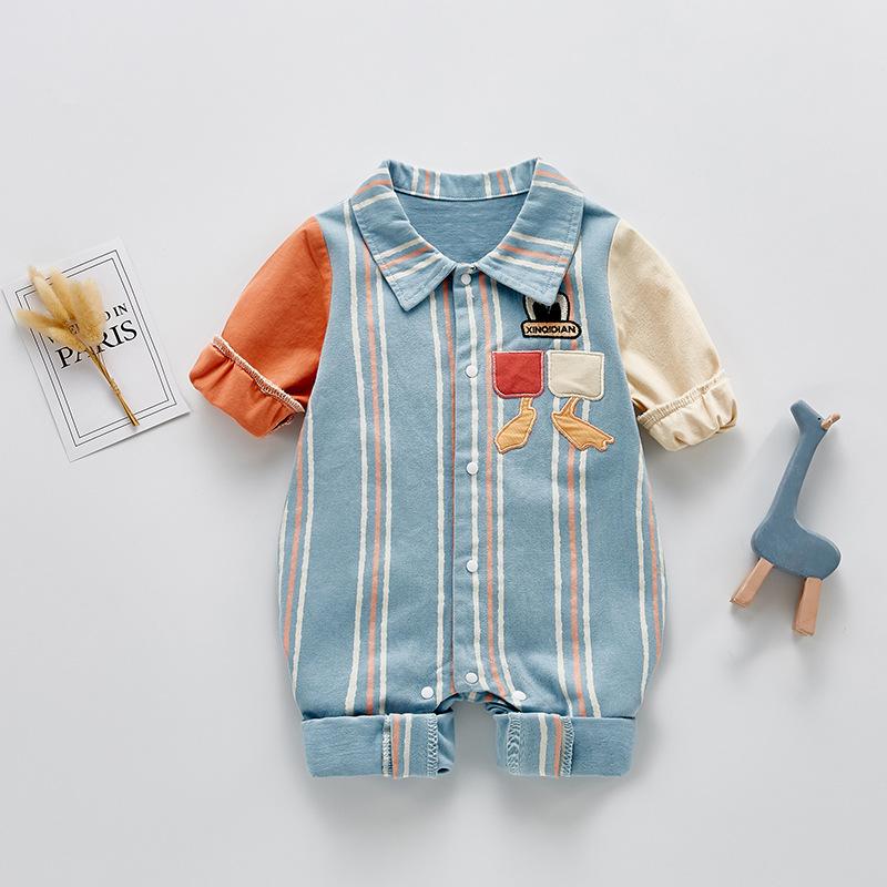 Newborn Boys Spring and Autumn Thin Fashion Stripe Jumpsuit Baby Wholesales