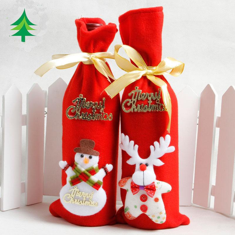 MOQ:8PCS Christmas decoration non-woven wine bag wholesale