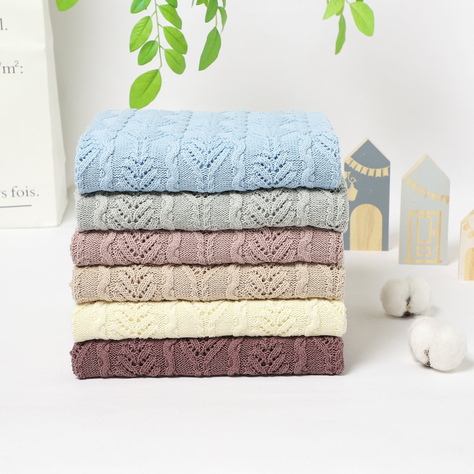 Hollow Out Solid Color Knitted Blanket Baby Blankets Wholesalers