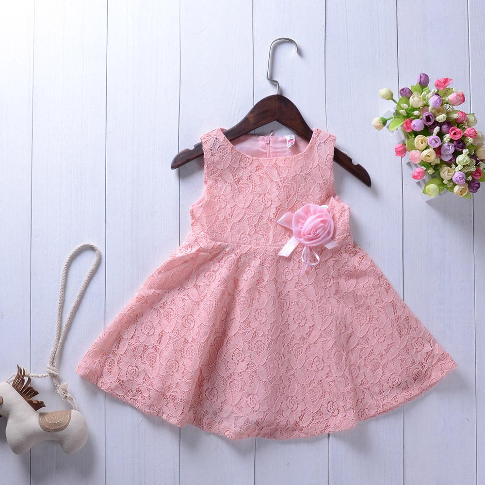 Fashionable Girls Solid Color Sleeveless Flower Dress