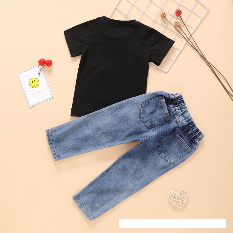 Boys Summer Boys' Letter Printed Round Neck Short Sleeve T-Shirt & Jeans Boy Clothes Wholesale