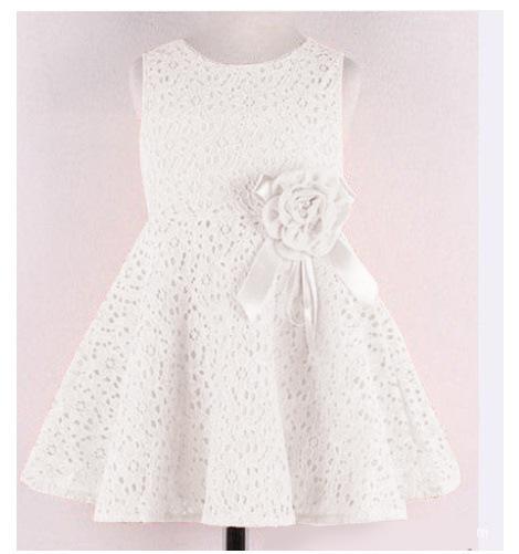 Fashionable Girls Solid Color Sleeveless Flower Dress