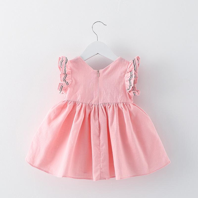 Baby Girls Preppy Style Solid Color Princess Dress