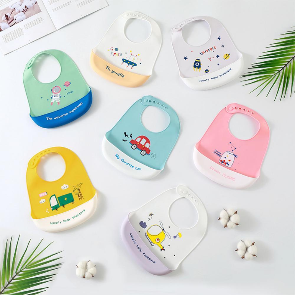 MOQ 2PCS Baby Silicone Waterproof Stereo Bib Kids Children's Saliva Pocket Accessories Wholesale