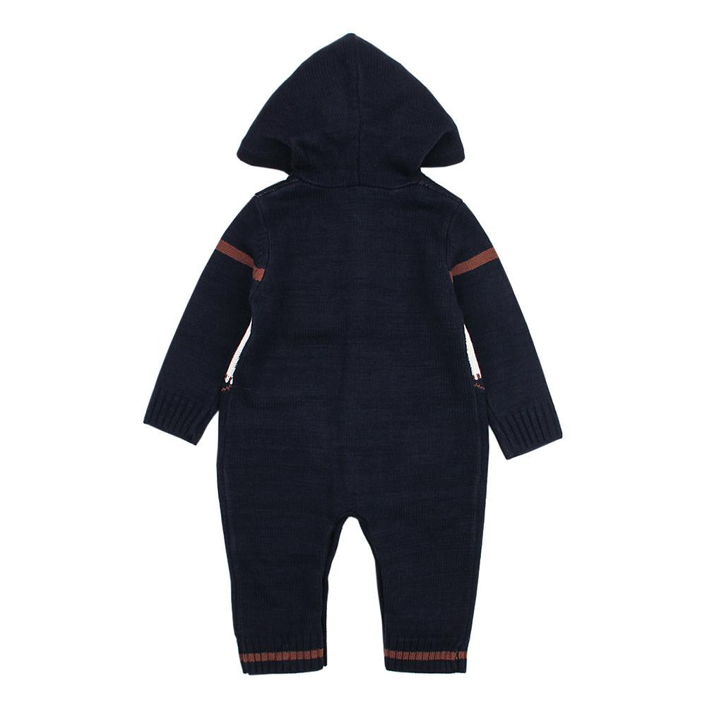 Baby Boys Winter Christmas Elk Hooded Knit Jumpsuit Christmas Baby Clothes