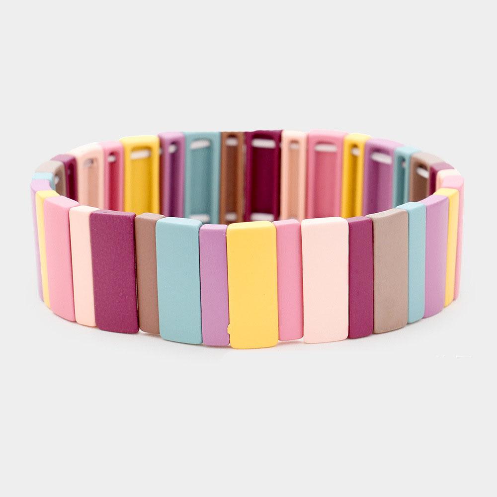MOQ 3Pairs Alloy Fashion Paint Bracelet Multicolor Splicing Wholesale