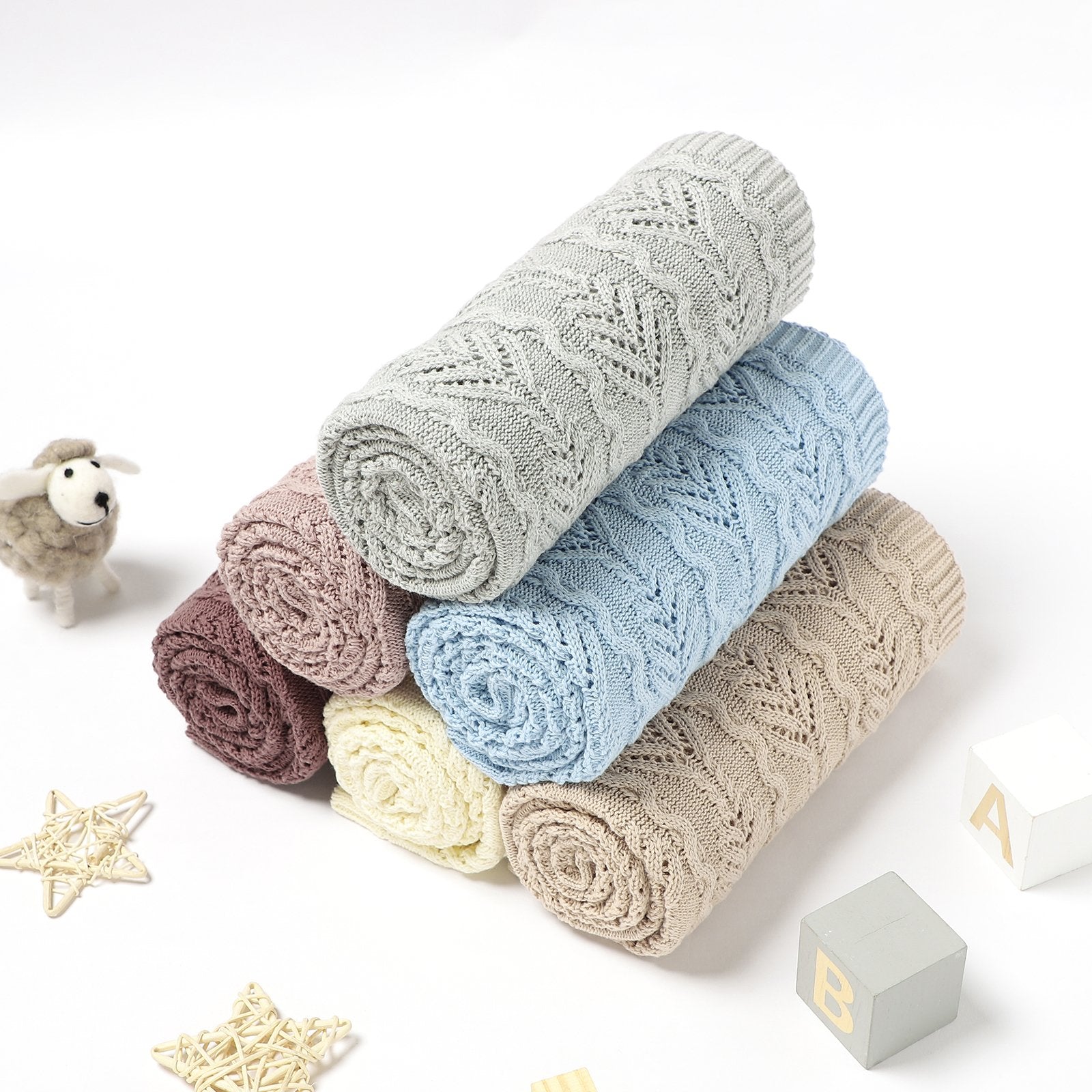 Hollow Out Solid Color Knitted Blanket Baby Blankets Wholesalers