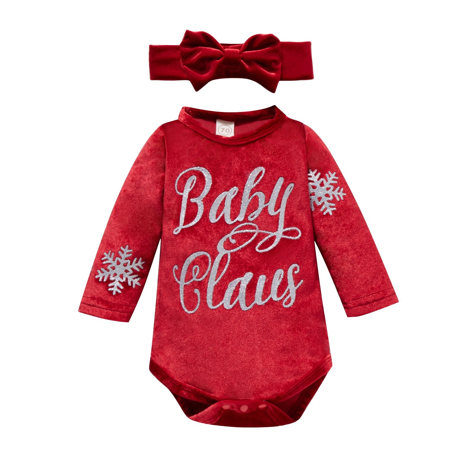 Christmas red one-piece clothes with letters and headband sets wholesale