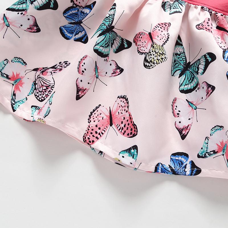 Girl Sleeveless Butterfly Print Dress