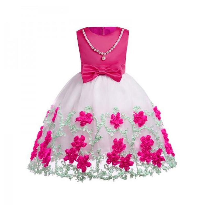 Elegant Floral Applique Sleeveless Tulle Party Dress for Girl - Wholesaleclothesusa