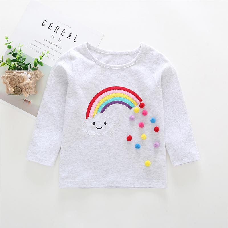 MOQ 31PCS No Profit On Sale Clearance & Closeout Specials Girls Ball Rainbow Pattern Long Sleeve Top wholesale little girl clothing