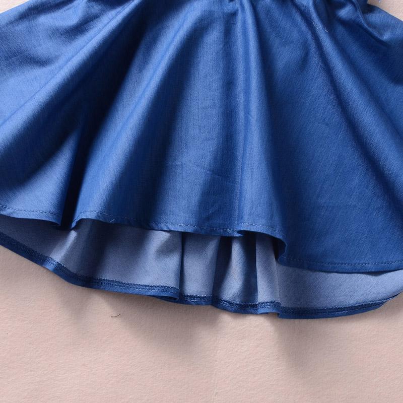 Fashionable Girls Imitation Denim Lace Flower Princess Dress