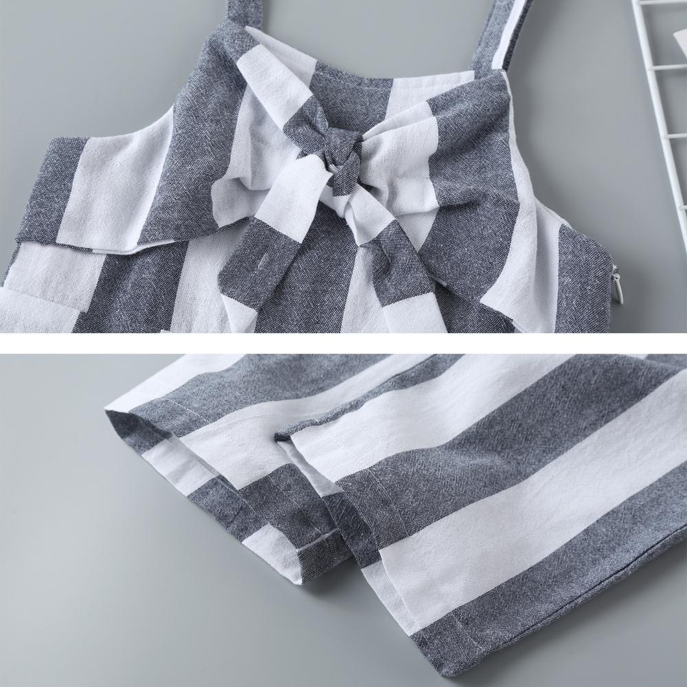 Summer New Children'S Pants Girls Gray And White Striped Suspenders Trousers Children'S Korean Casual Pants Girl Boutique Clothing Wholesale