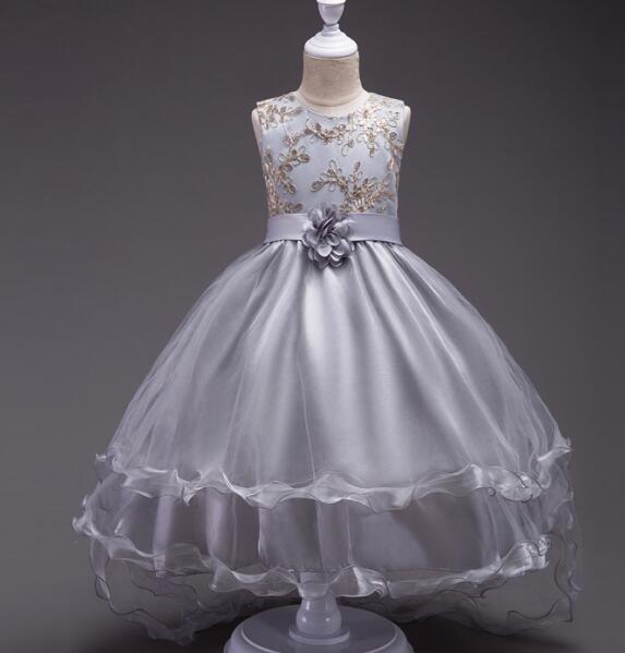 Girl's Tail Dress Mesh Skirt Wedding Tutu Skirt Blue Catwalk Dress