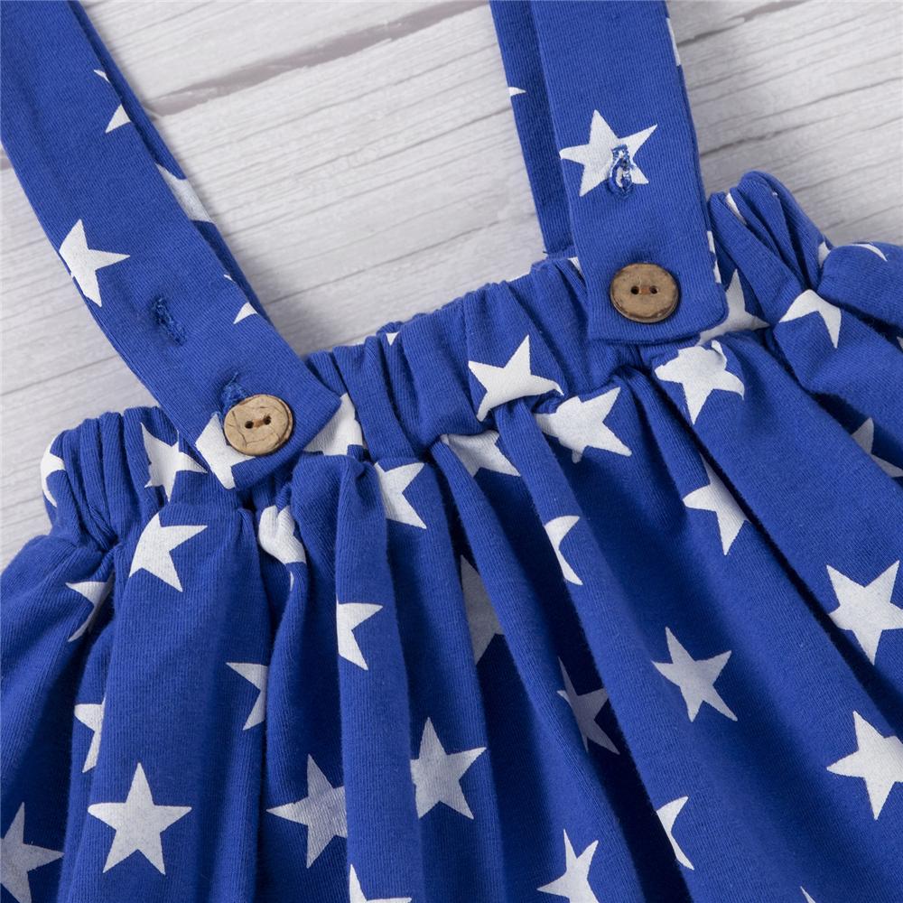 Baby Girls 4th July Letter Printed Short Sleeve Romper & Star Suspender Skirt & Headband cheap baby clothes wholesale