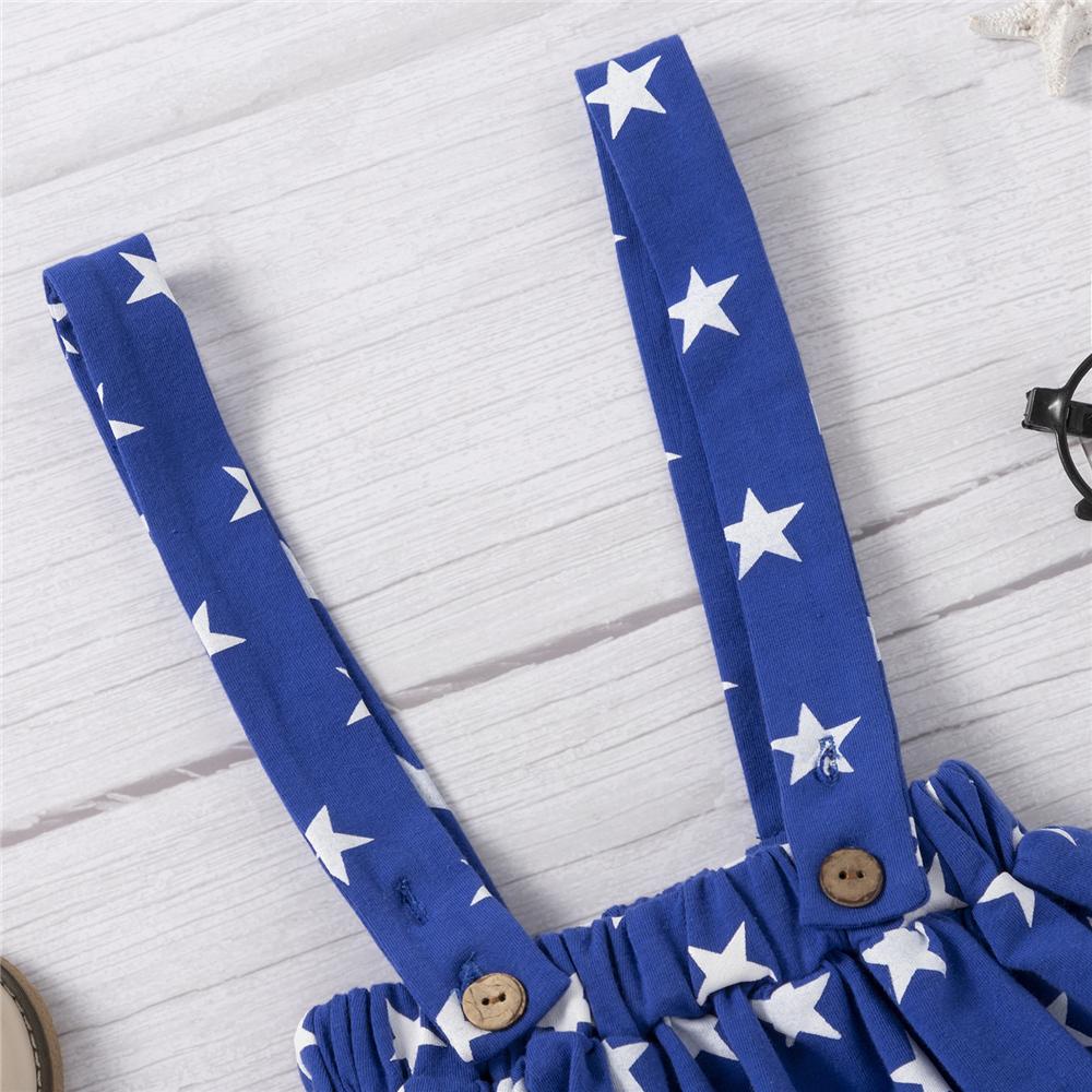 Baby Girls 4th July Letter Printed Short Sleeve Romper & Star Suspender Skirt & Headband cheap baby clothes wholesale