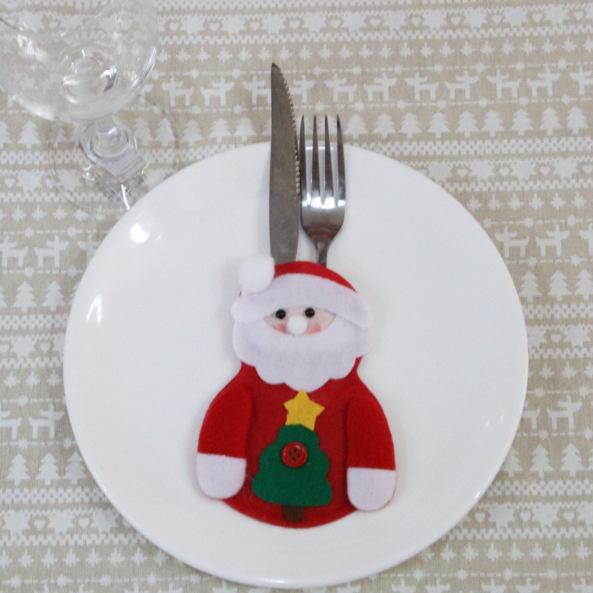 MOQ 3SETS Christmas decorations knife and fork sets Santa Snowman deer(4PCS) wholesale