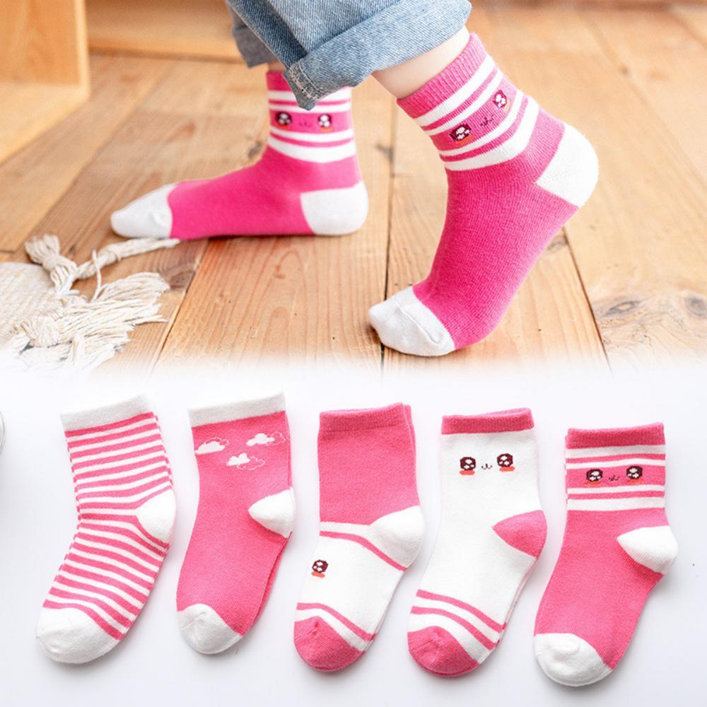 5PCS Cartoon Cute Children Socks Pink Socks Baby Accessories Wholesale