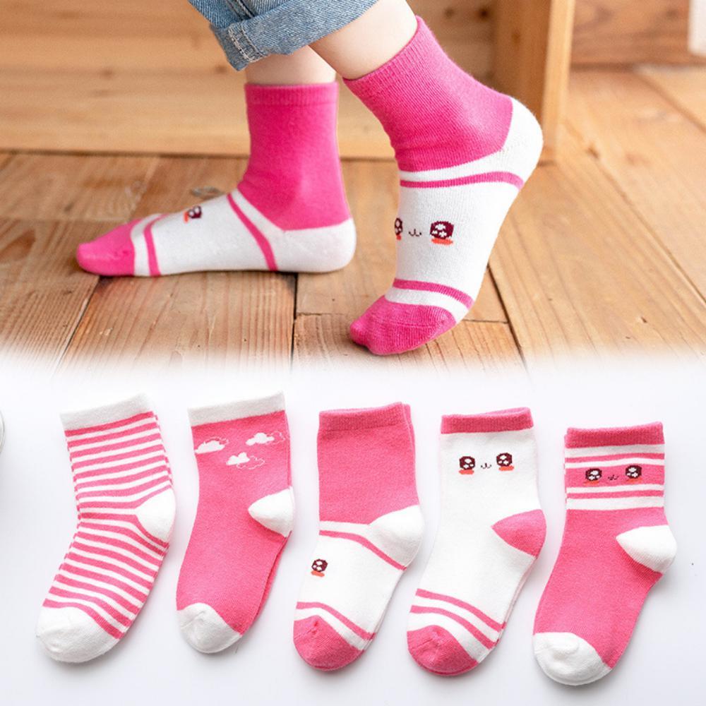 5PCS Cartoon Cute Children Socks Pink Socks Baby Accessories Wholesale