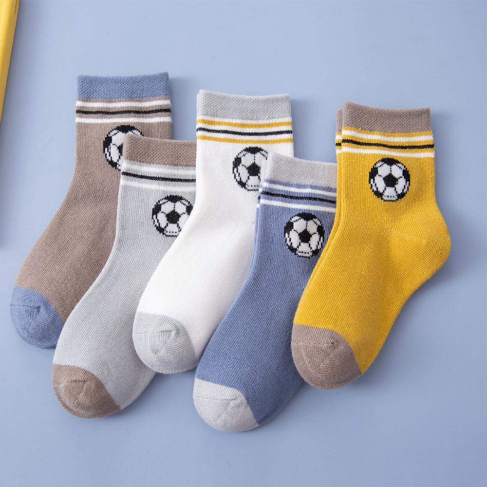 5PCS Cartoon Football Pattern Children's Socks Childrens Accessories Wholesale