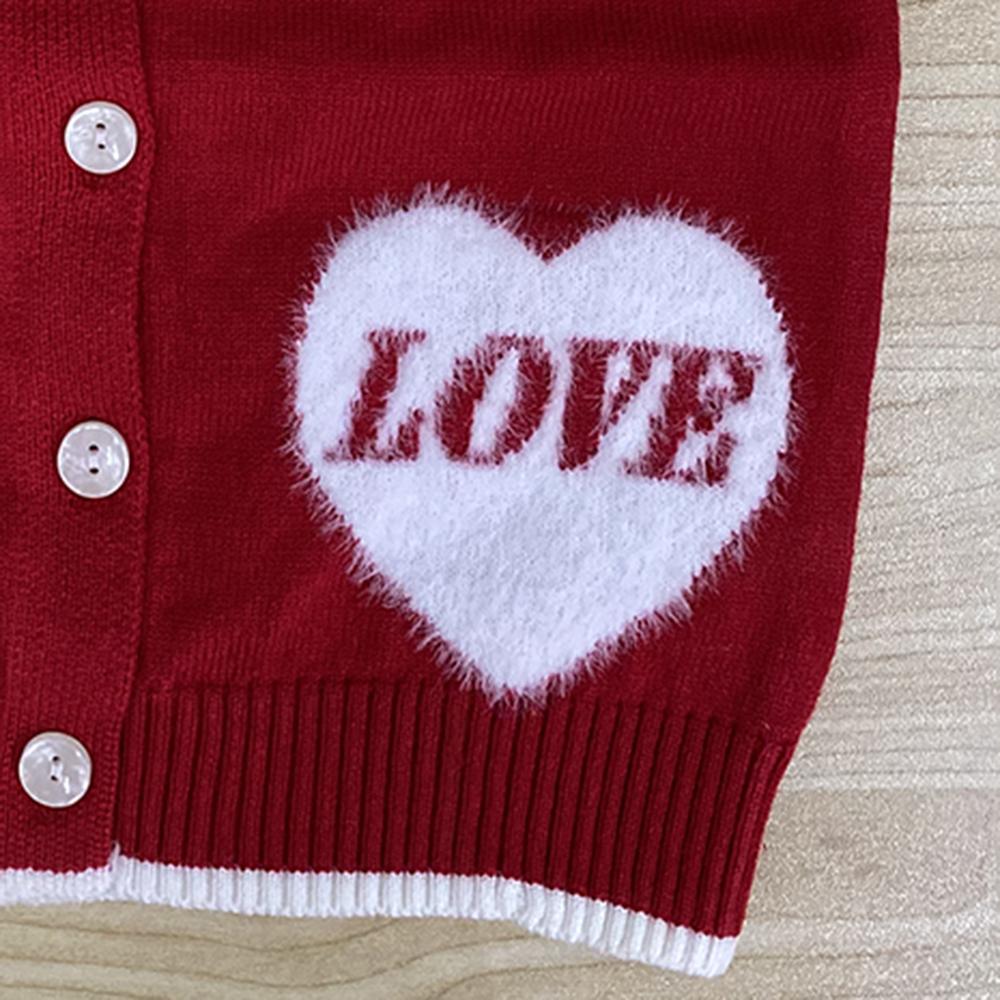 5PCS Unisex Love Heart Strawberry Button Cardigan Sweater Vest Wholesale Childrens Clothing