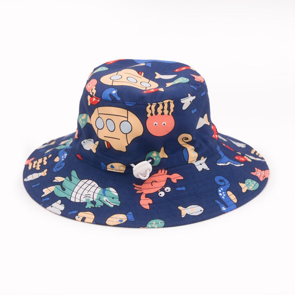 5PCS Thin Mesh Sun Hat Children's Fisherman Ocean Cartoon Pattern Hat Childrens Accessories Wholesale