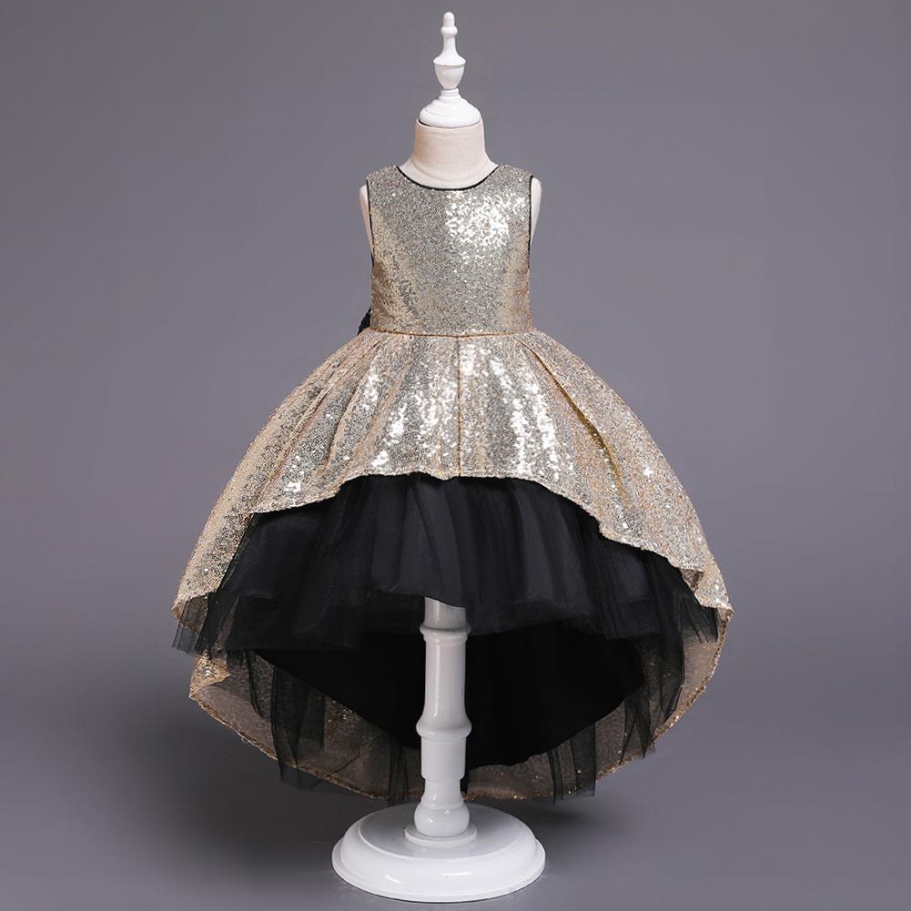 Girl Prom Sequin Dress Tail Princess Skirt Mesh Dress