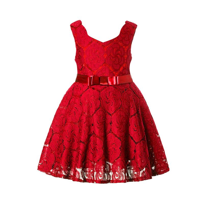 Elegant Solid Sleeveless Dress with Bowknot Waistband for Girls - Wholesaleclothesusa