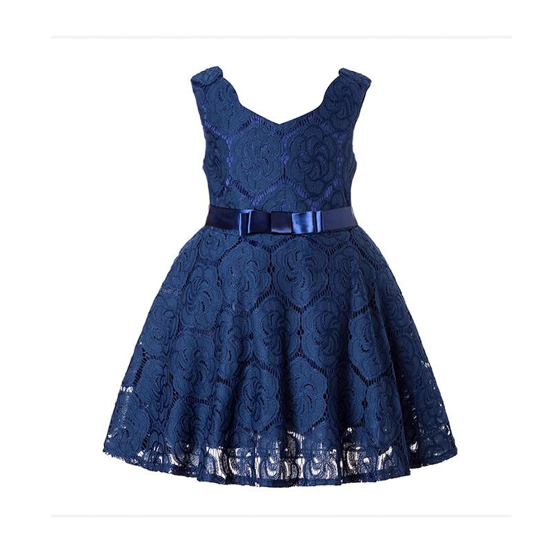 Elegant Solid Sleeveless Dress with Bowknot Waistband for Girls - Wholesaleclothesusa