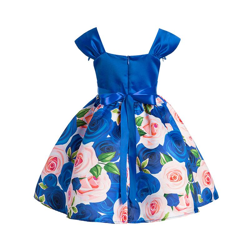 Elegant Floral Pleated Bowknot Dress for Girls - Wholesaleclothesusa