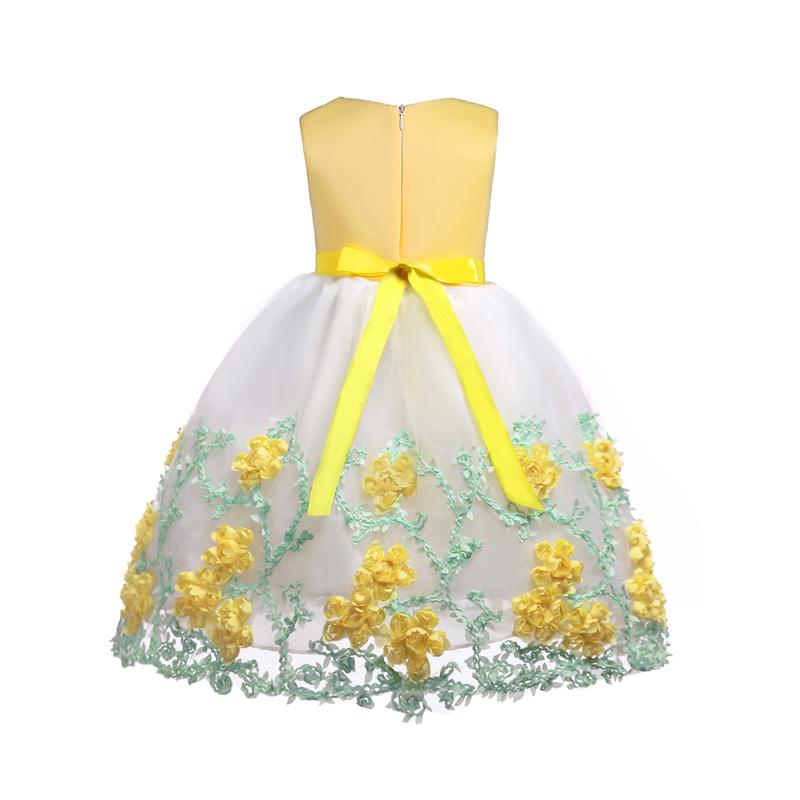 Elegant Floral Applique Sleeveless Tulle Party Dress for Girl - Wholesaleclothesusa