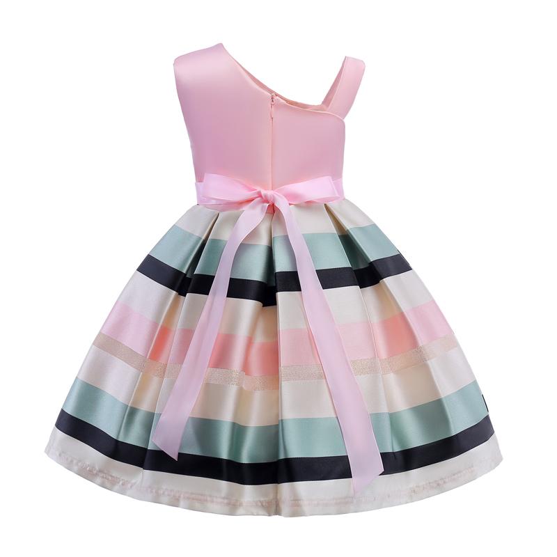 Elegant Color Block Stripes One Shoulder Dress - Wholesaleclothesusa
