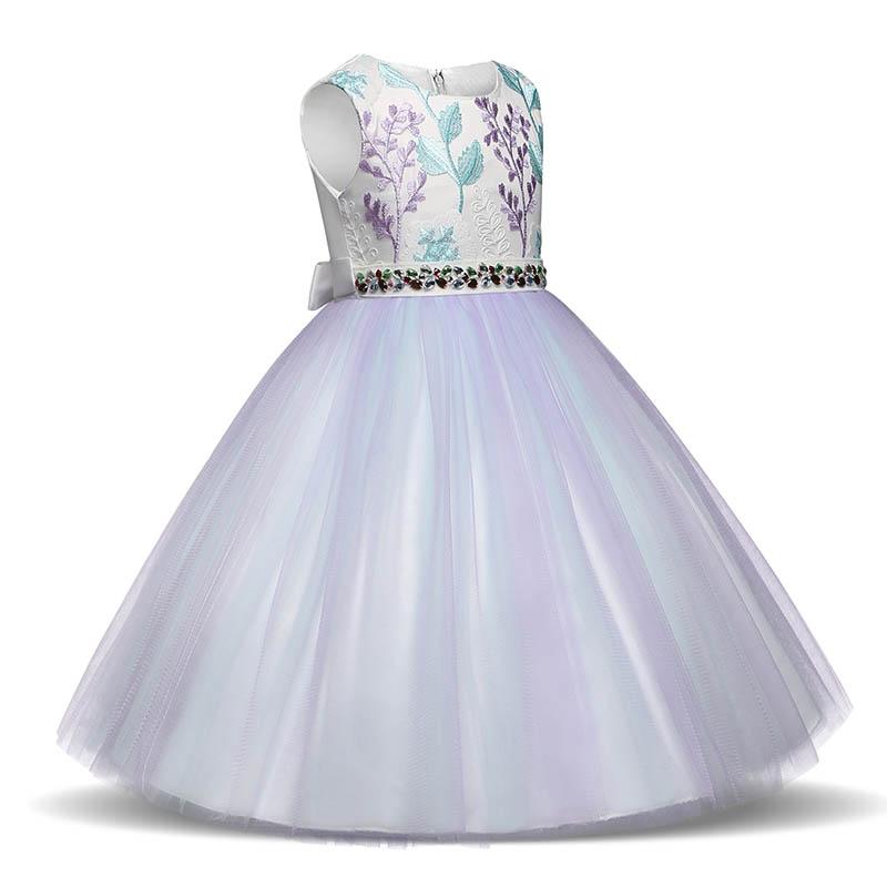 Beautiful Colorful Flower Embroidery Rhinestone-belt Tulle Party Dress - Wholesaleclothesusa