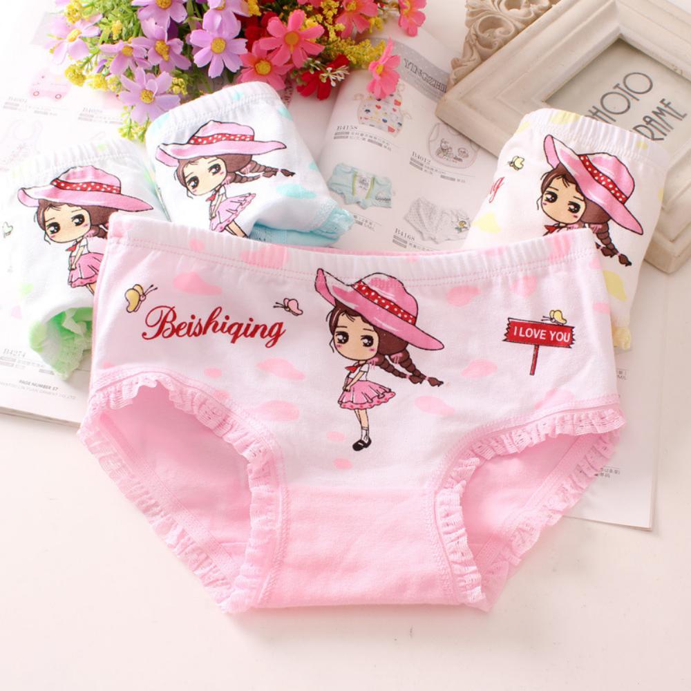 MOQ 6PCS Cute Girls' Fine Woven Cotton Underwear Princess Pattern Wholesale Kids Accessories