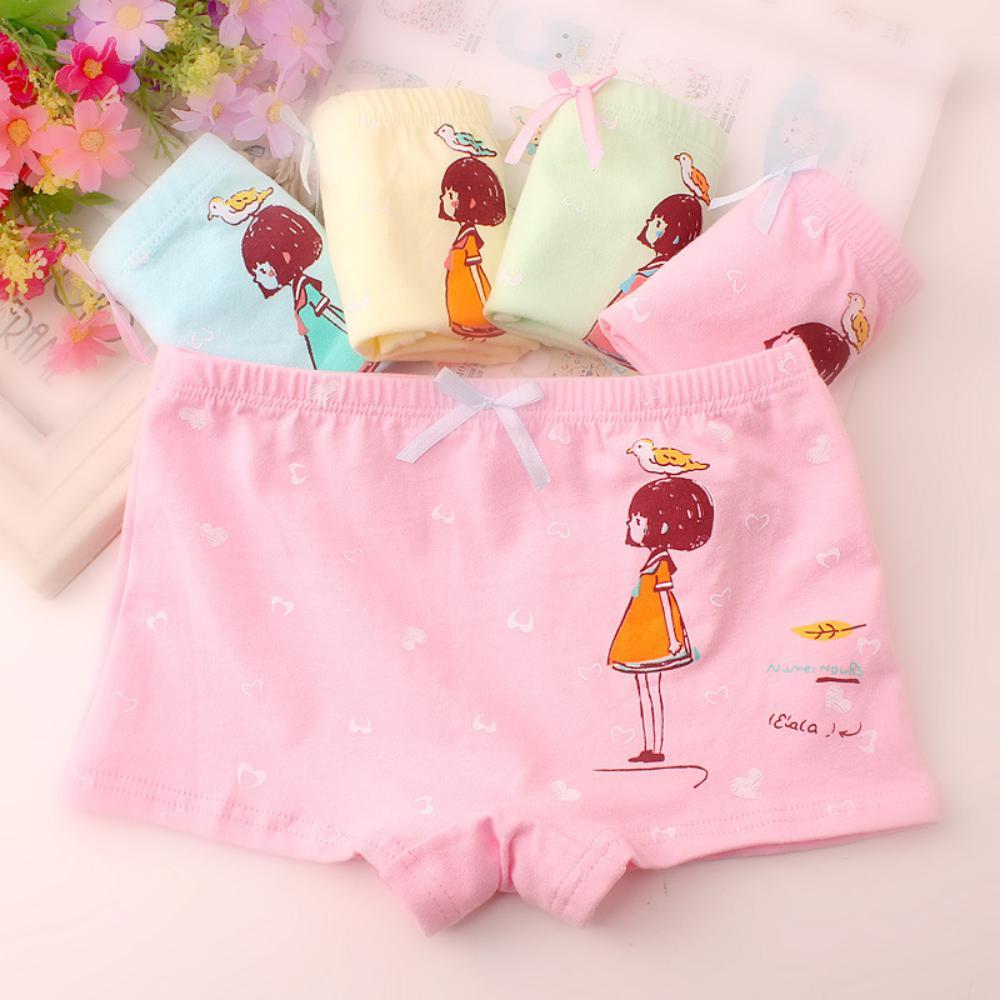 MOQ 6PCS Girls' Underwear Cotton Cute Boxer Briefs Wholesale Kids Accessories