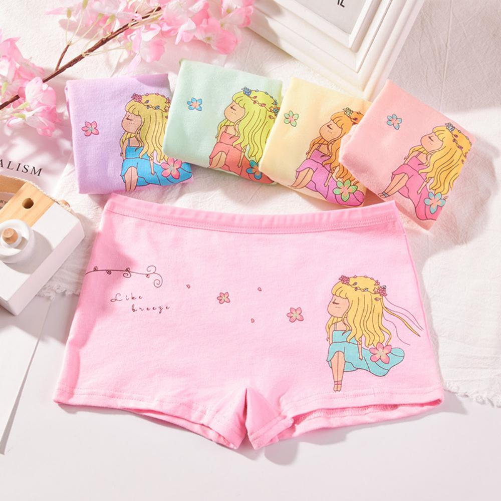 MOQ 6PCS Girls' Underwear Fine Woven Cotton For 2-10 Years Old Cute Cartoon Childrens Accessories Wholesale