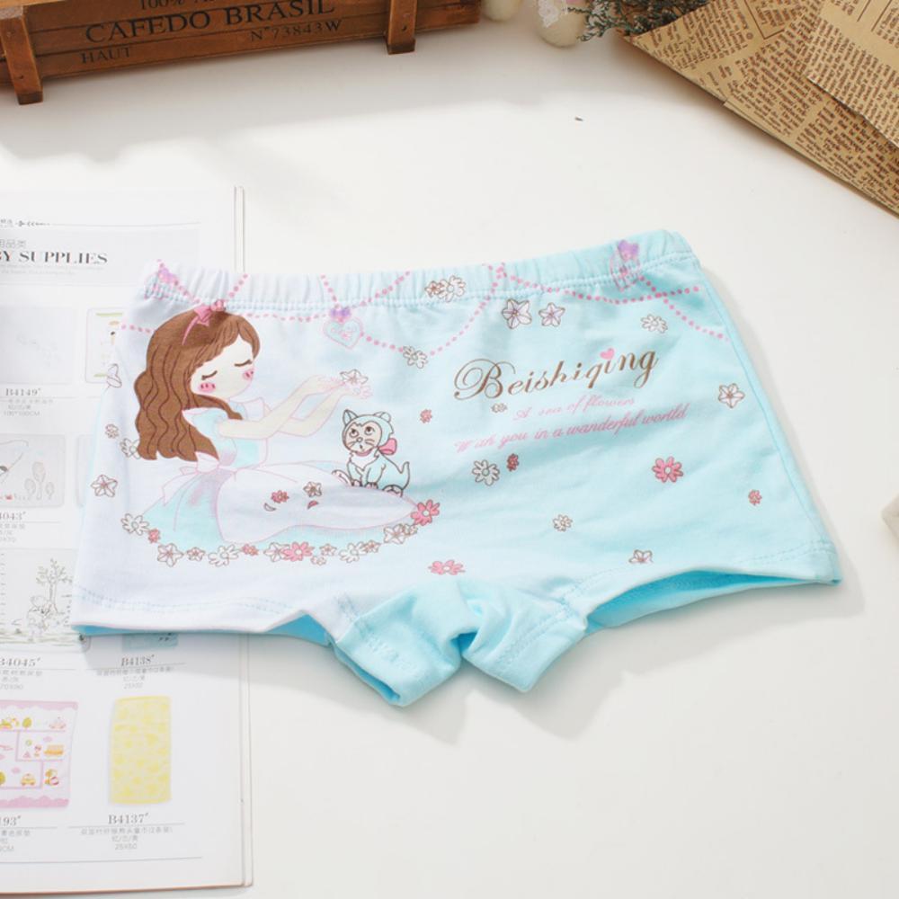 MOQ 6PCS Soft Fine Shuttle Cotton Cartoon Girl Colourful Pattern Girls’ Underwear Wholesale Kids Accessories