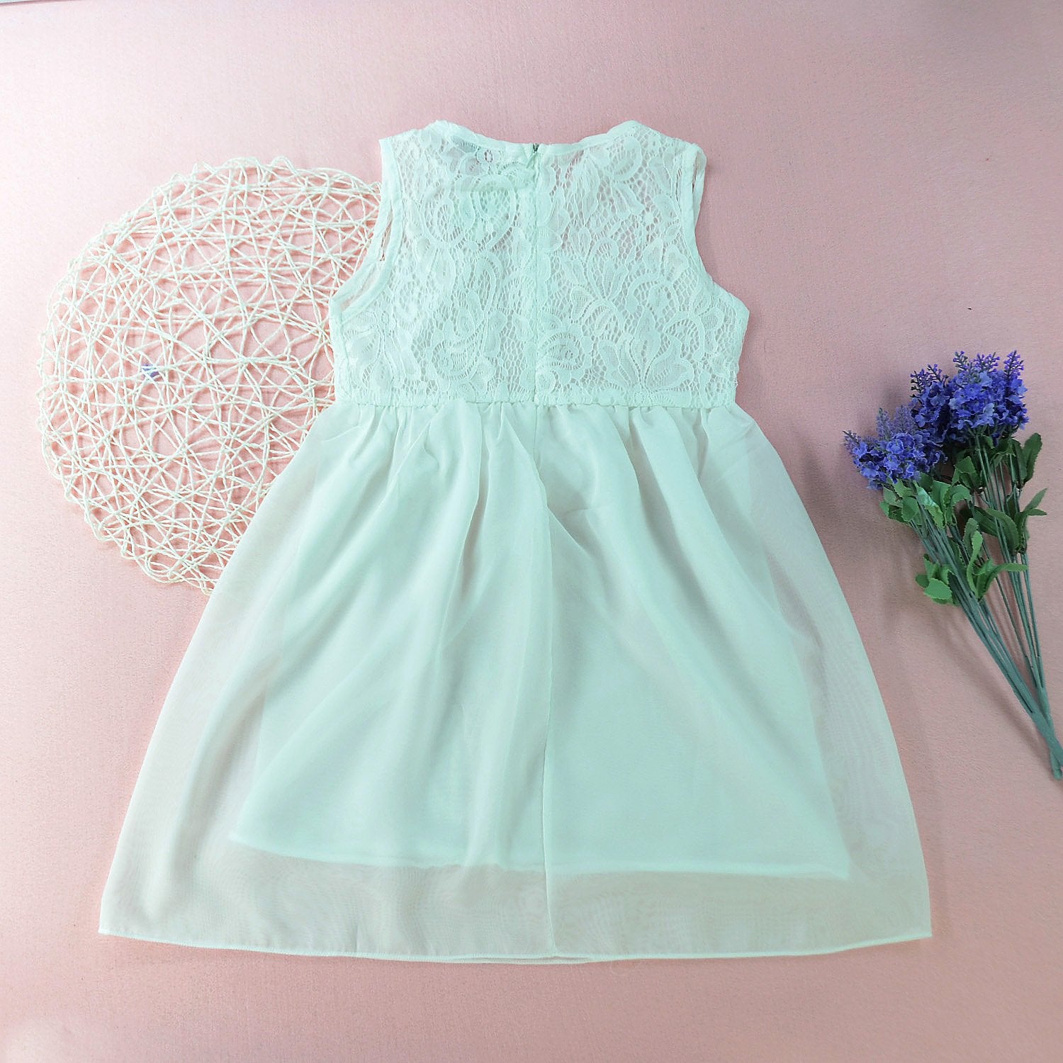Fashionable Solid Color Tulle Sleeveless Princess Dress