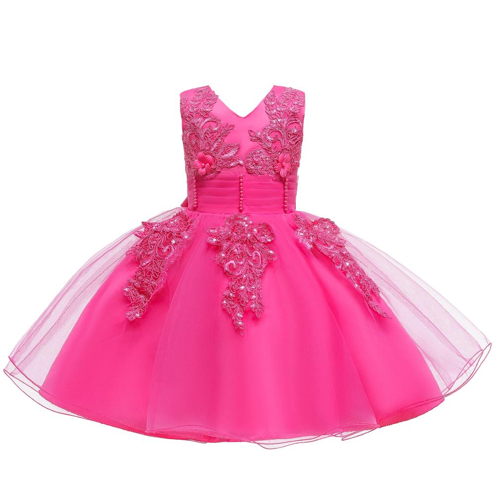 Christmas Red Princess Girl Evening Dress Performance Clothes