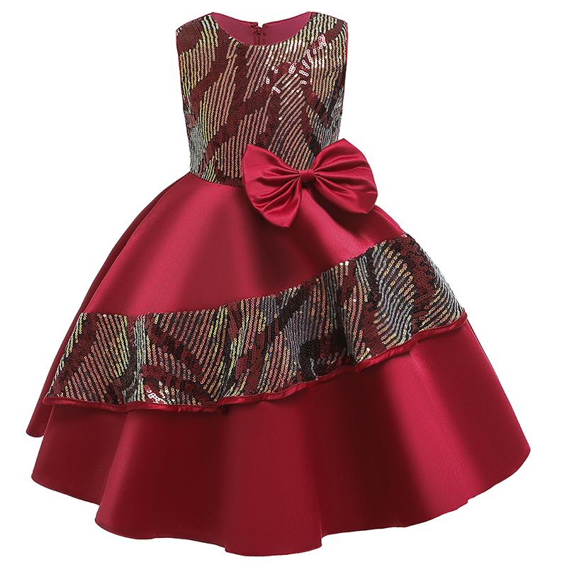 Girl Red Elegant Prom Princess Sequined Dress